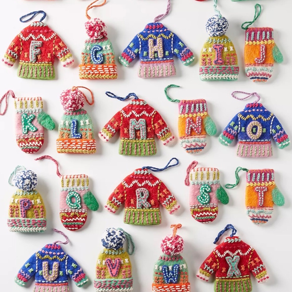 Anthropology Bundled-Up Monogram Ornament